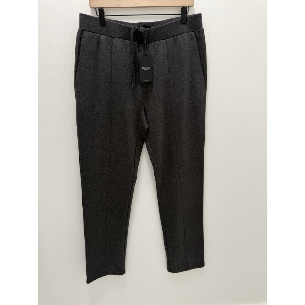 Bugatchi Gray Knit Dress Pants Men's Large Pull-On Stretch Trousers NWT